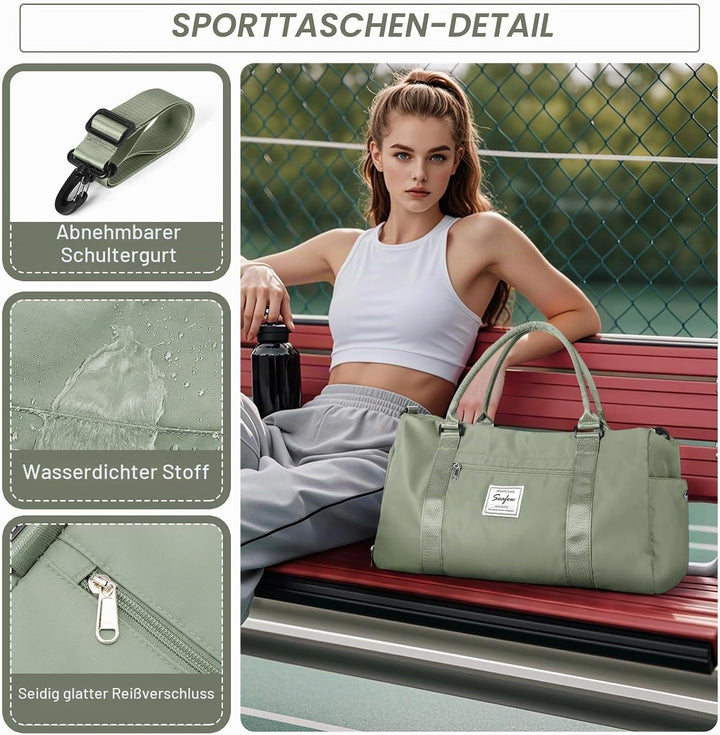 HYC00 Sport Duffel Bag Damen Handgepäck Sporttasche für Damen und Herren mit Nassfach &amp; Schuhfach, R