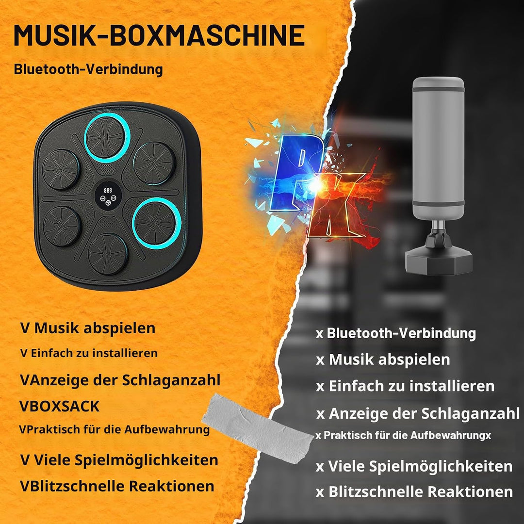 Music Boxing Machine,2025 Smart Bluetooth Boxing Machine Wall Mounted, Music Boxing Machine for Adul