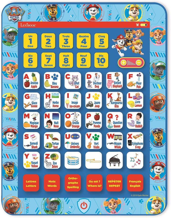 Lexibook JCPAD002PAi17 Psiego Patrolu Edukacyjny dwujęzyczny interaktywny Tablet, języki angielski/P