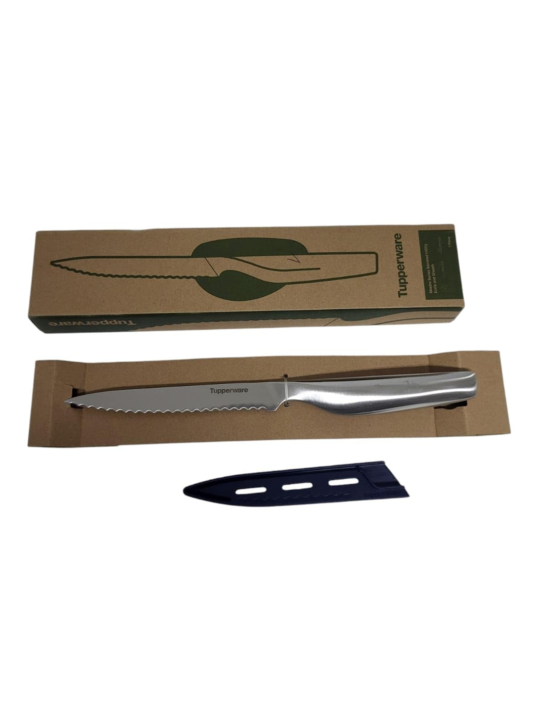 Tupperware Messer Chef Serie komplett Edelstahl mit Fingerschutz Maestro Series Serrated Utility Kni