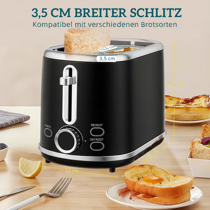 HOMCOM Wasserkocher Toaster Set 1,7L 2200W Edelstahl Wasserkocher mit 40°-100°C Warmhaltefunktion Me