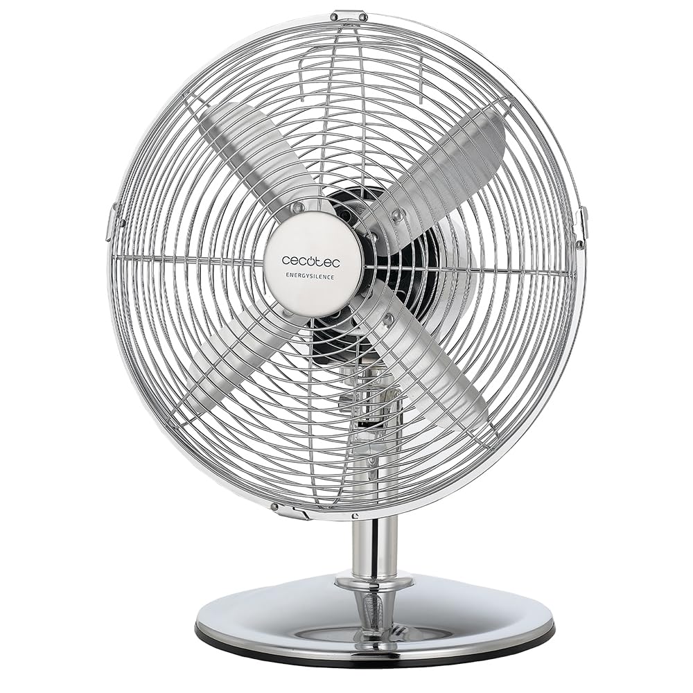 Cecotec EnergySilence 620 RetroDesk Tischventilator, 40 W, Chrom-Finish, Durchmesser 30,5 cm mit 4 F