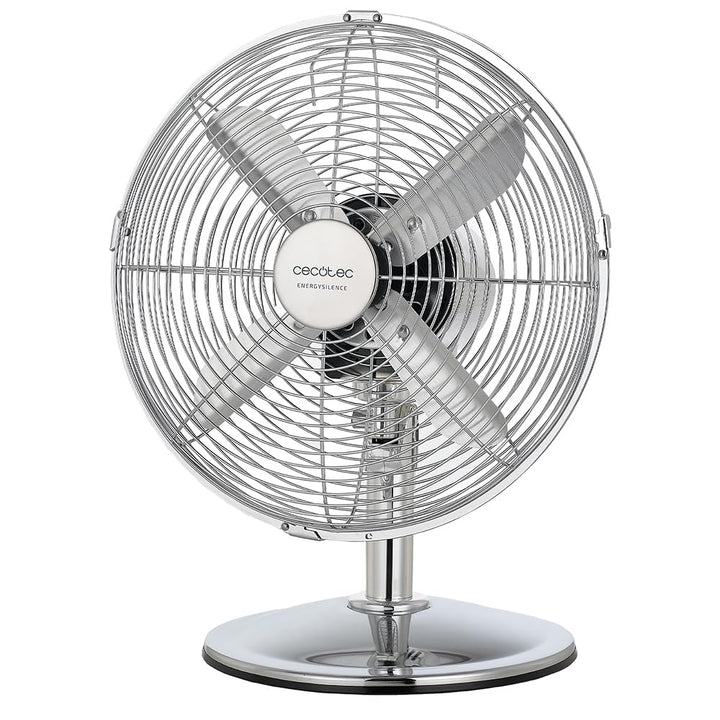 Cecotec EnergySilence 620 RetroDesk Tischventilator, 40 W, Chrom-Finish, Durchmesser 30,5 cm mit 4 F