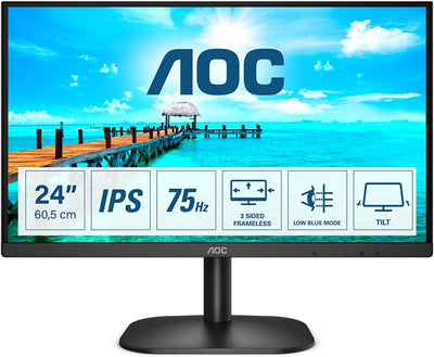 AOC 24B2XH - 24 Zoll FHD Monitor (1920x1080, 75 Hz, VGA, HDMI) schwarz 24 Zoll IPS keine Lautspreche