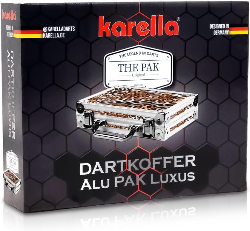 Karella Dartkoffer Luxus in 3 Farben, schlagfest, Platz für 4 komplette Dartsets und Zubehör, Dartca