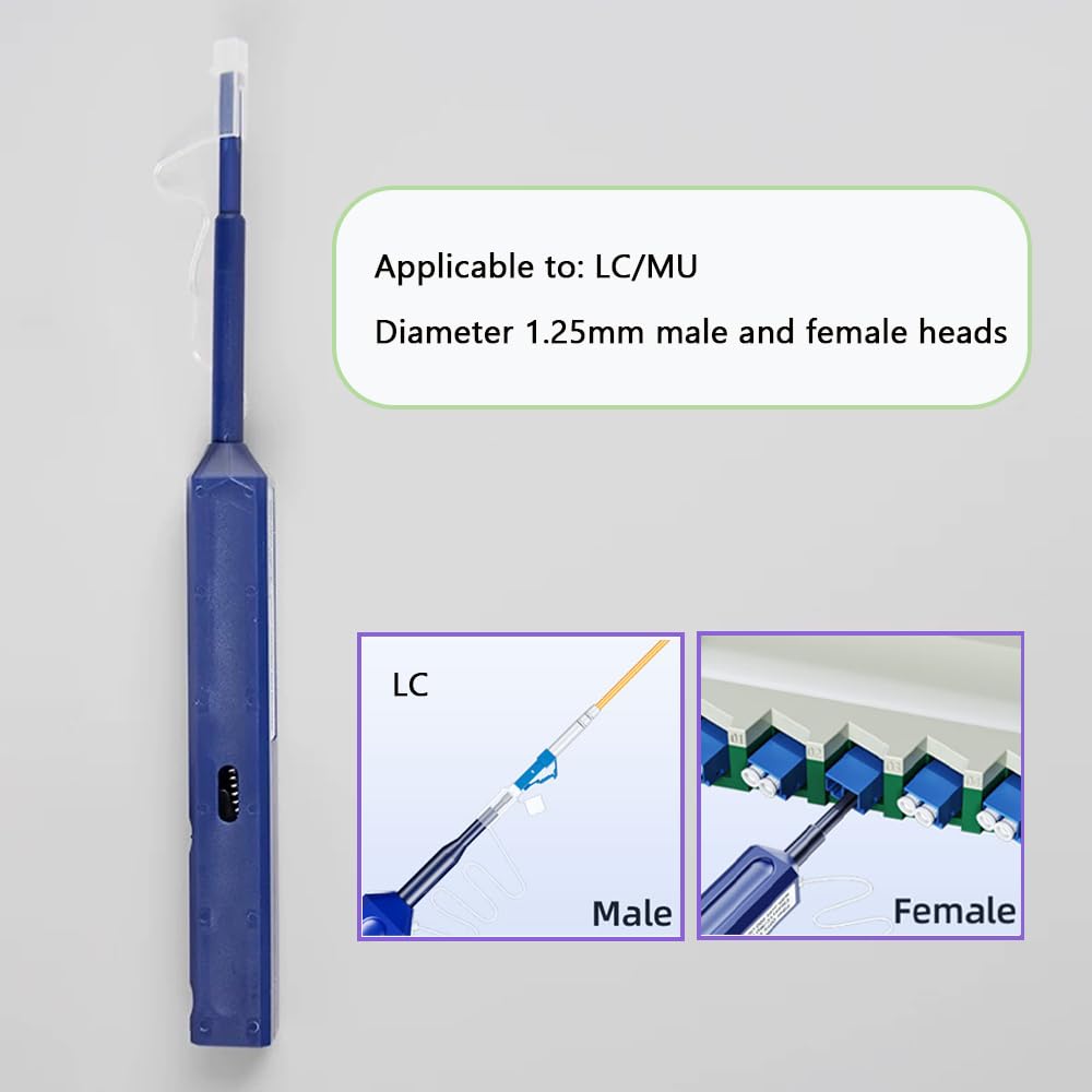 2 Stück Glasfaser-Reinigungsstifte, 1,25 mm Glasfaser-Reinigungswerkzeug für LC/MU, mit mehr als 800