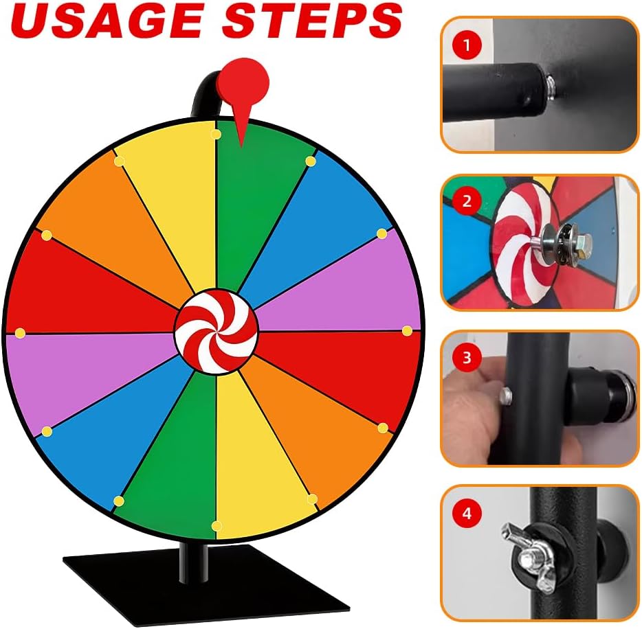 Glücksrad zum Drehen, 30cm Tisch-Roulette-Spinner, 12 Slots Gluecksrad Gluecksrad mit Non-Slip Feet,