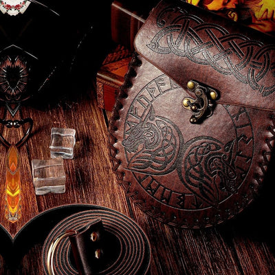 keland 2PCS Ren Faire Accessoires Wikinger Gürtel & Mittelalter Beuteltasche Gürteltasche Lederbeute