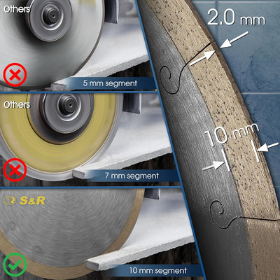 S&R Diamanttrennscheibe 250 x 25,4 x 7 mm (1,6 mm extra dünn), Trennscheibe für sauberes Trennen von
