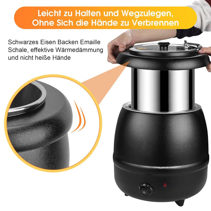 10L Elektrischer Suppentopf, Suppenwärmer 400W Suppenkessel mit Abnehmbare Edelstahl Liner Topf Wärm