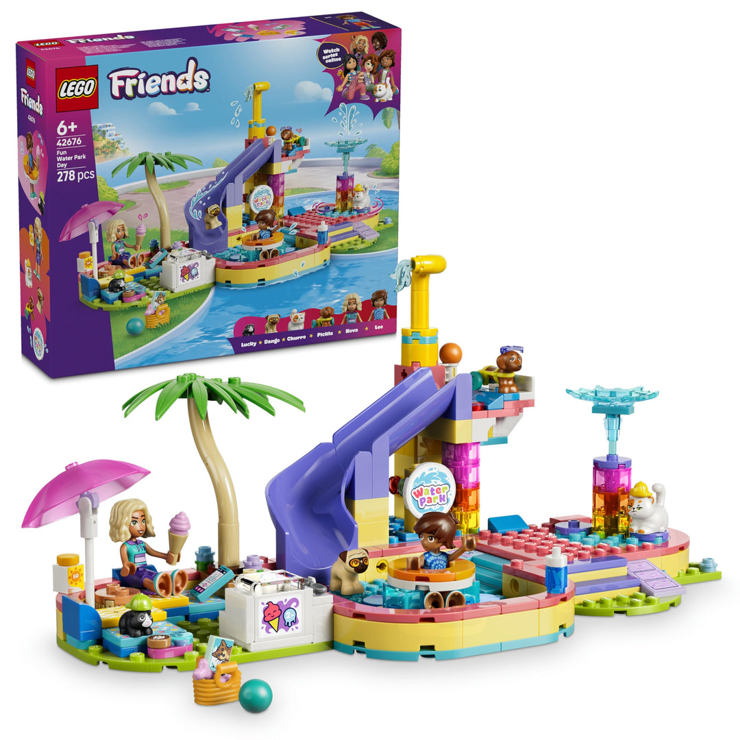 LEGO Friends Lustiger Tag im Wasserpark - Miniatur Spielset mit Rutsche, 2 Minifiguren, 4 Tierfigure