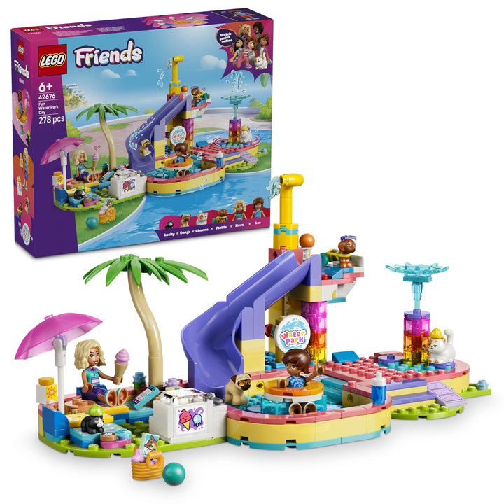 LEGO Friends Lustiger Tag im Wasserpark - Miniatur Spielset mit Rutsche, 2 Minifiguren, 4 Tierfigure
