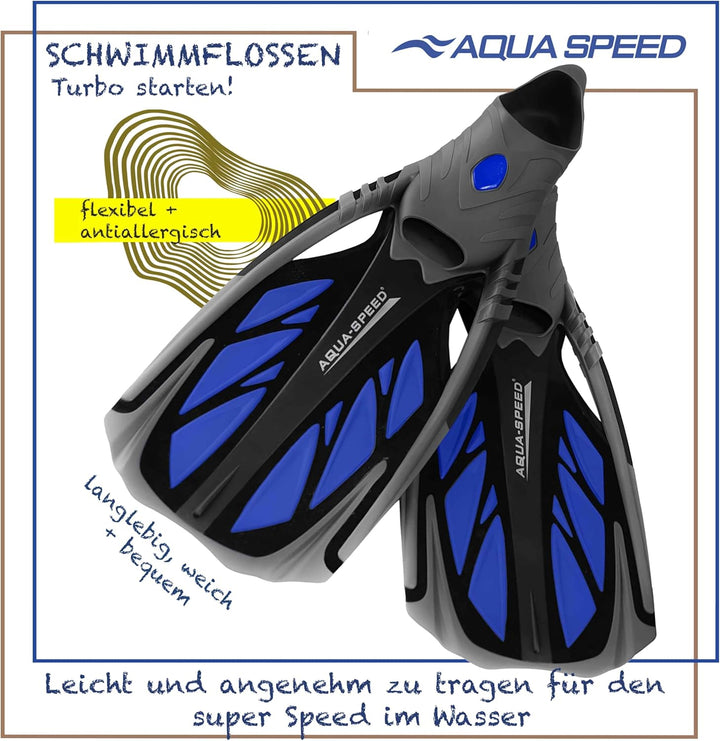 Aqua Speed Schnorchelflossen lang Erwachsene I Taucherflossen für Damen & Herren I Flossen Schnorche