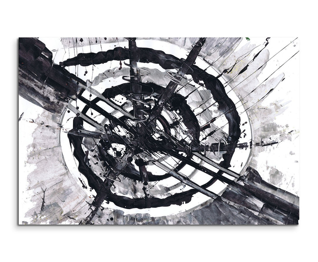 Paul Sinus Art 120x80cm Leinwandbild Leinwanddruck Kunstdruck Wandbild schwarz grau weiss Spirale