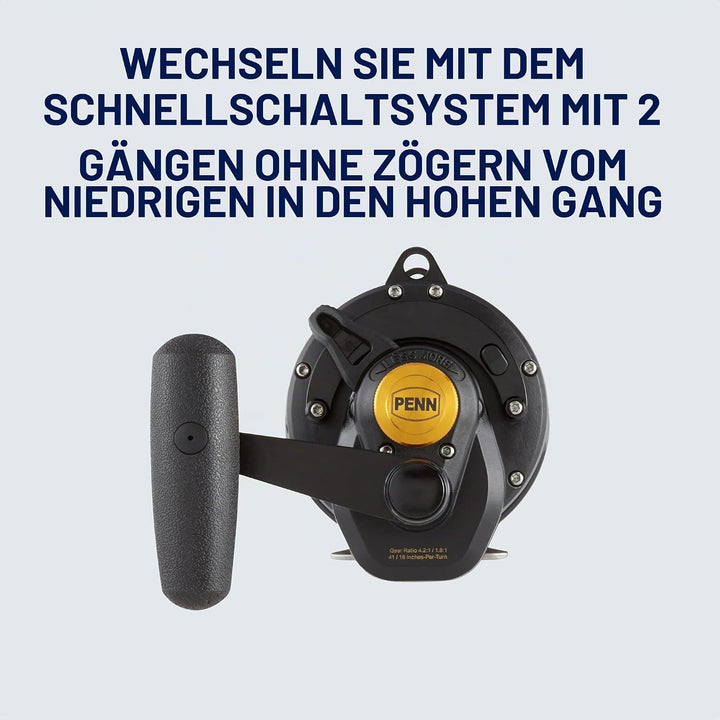 PENN Squall Lever Drag 2 Speed Multirolle – Salzwasser Boots- und Kajaksangeln 50| Right |2 Speed, 5