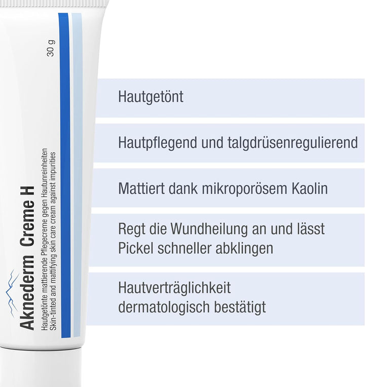 Aknederm Creme H 2 x 30g - mattierende Gesichtscreme kaschiert Pickel & Rötungen -getönte Feuchtigke
