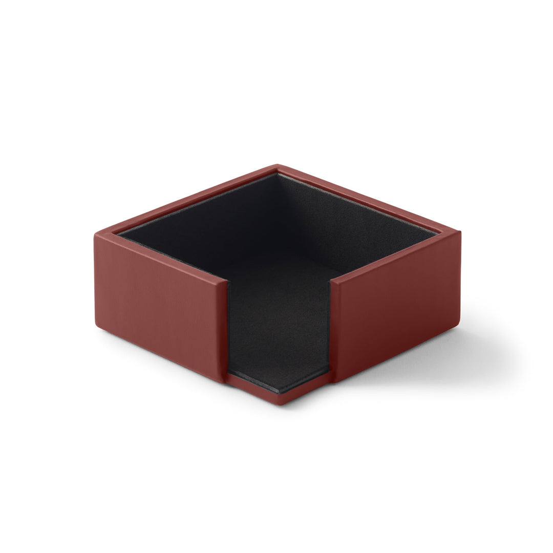 Eglooh - Minerva - Notizzettel Box Leder Bordeaux Rot - Zettelbox, Notizklotz, Zettelkasten für Schr