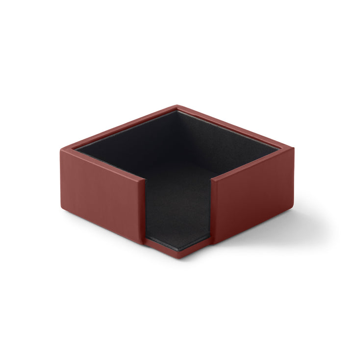 Eglooh - Minerva - Notizzettel Box Leder Bordeaux Rot - Zettelbox, Notizklotz, Zettelkasten für Schr