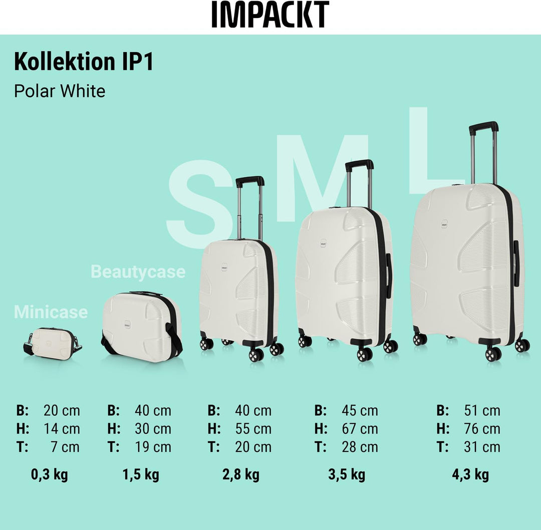 IMPACKT IP1 4-Rad Hartschalenkoffer aus recyceltem Material mit 6 Jahren Garantie; nachhaltiger Reis