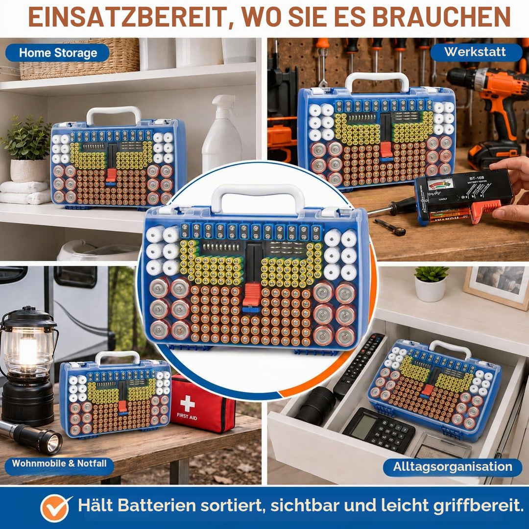 Batterie Aufbewahrungs Organizer mit doppelseitiger Batteriebehälter für 269 Stück AA AAA AAAA 3A 4A
