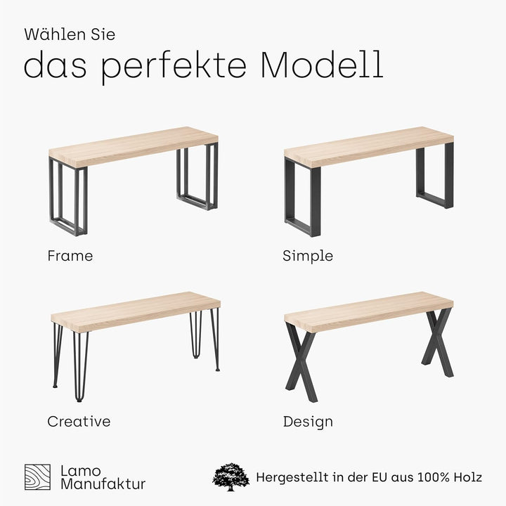 LAMO Manufaktur Hocker Beistelltisch Sitzbank 30x30x47 cm, Möbelfüsse Creative Anthrazit/Natur, LSB-