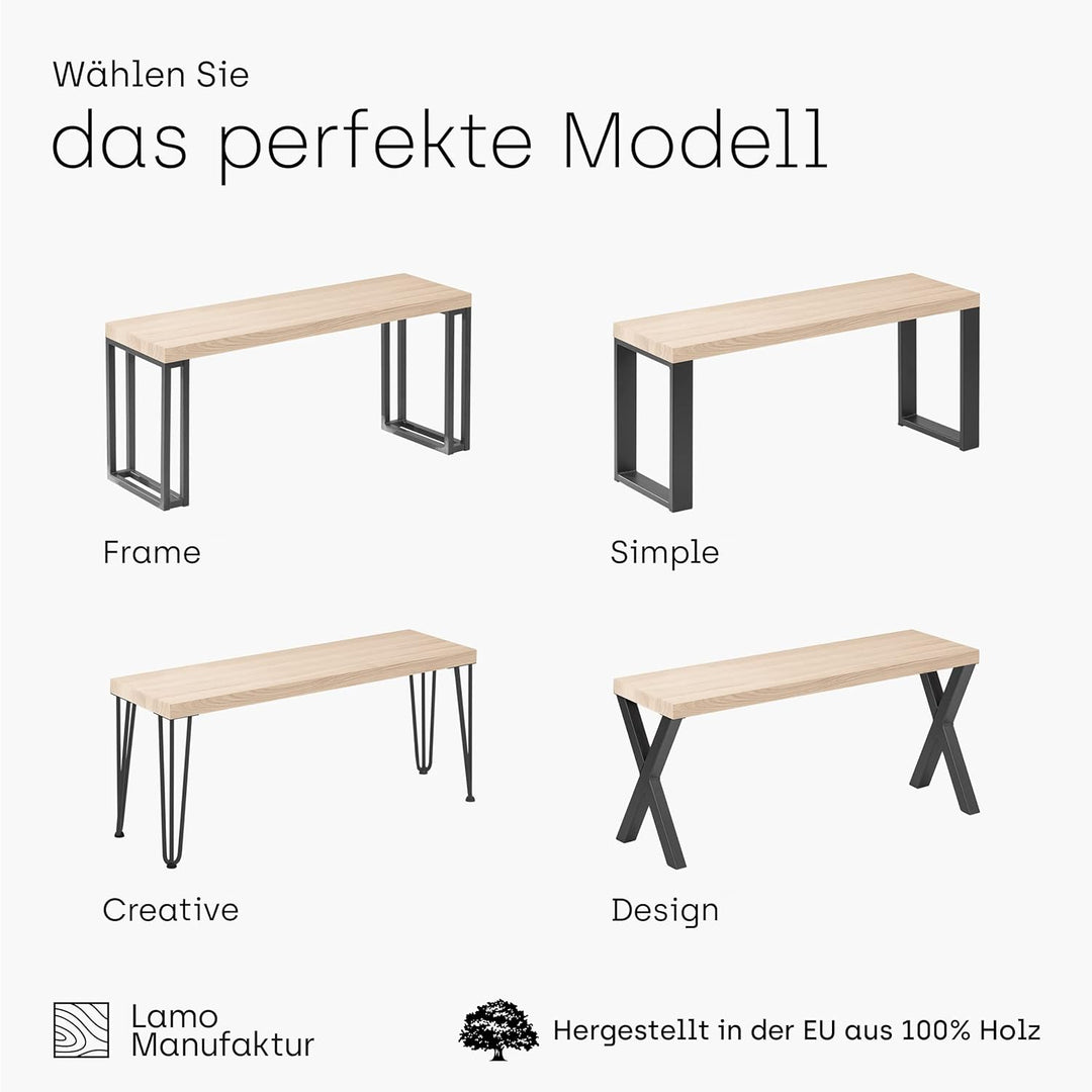 LAMO Manufaktur Hocker Beistelltisch Sitzbank 30x30x47 cm, Möbelfüsse Creative Schwarz/Natur, LSB-01