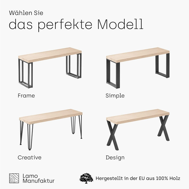 LAMO Manufaktur Hocker Beistelltisch Sitzbank 30x40x47 cm, Möbelfüsse Creative Anthrazit/Natur, LSB-