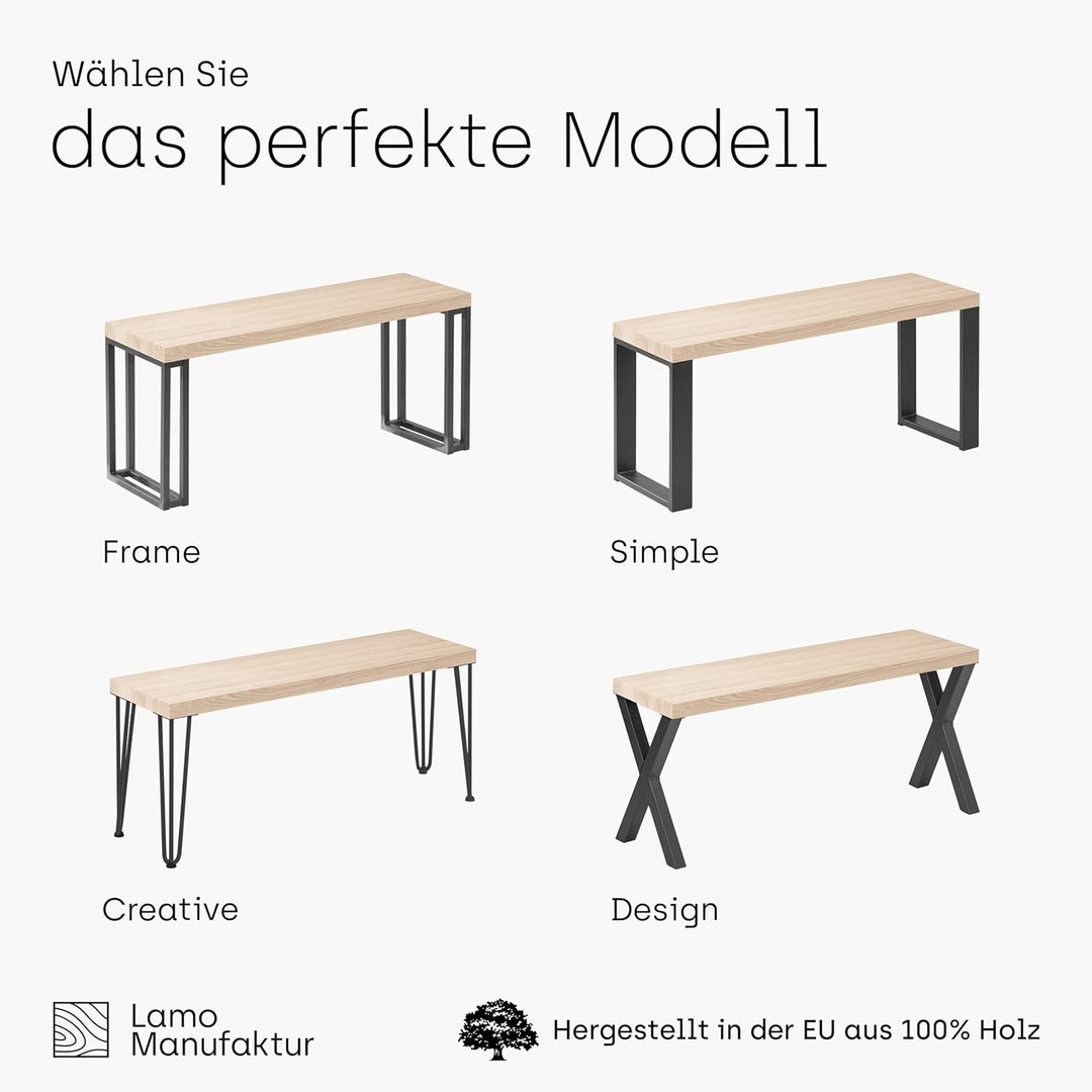 LAMO Manufaktur Hocker Beistelltisch Sitzbank 30x40x47 cm, Möbelfüsse Creative Schwarz/Natur, LSB-01