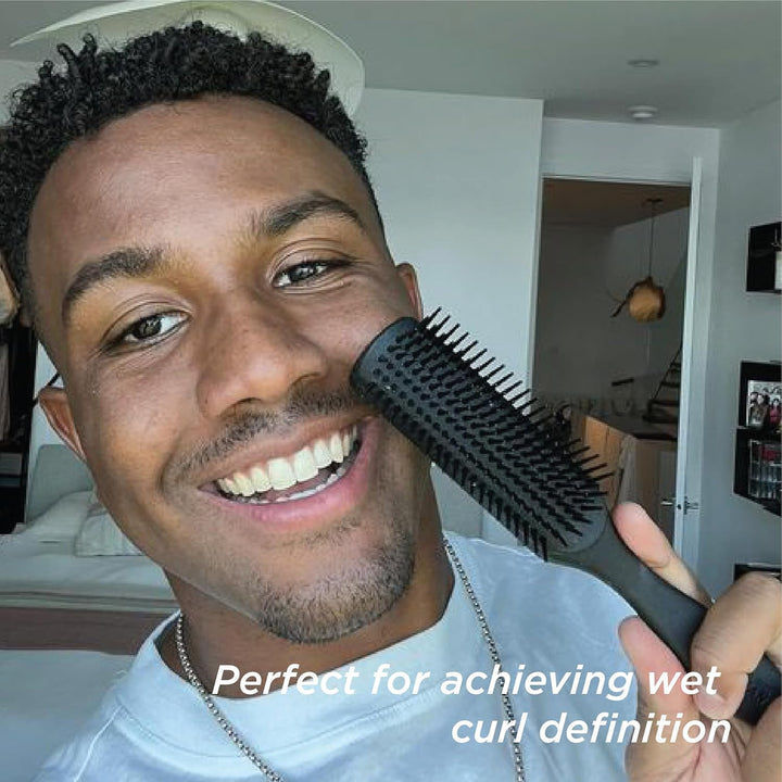 Jack Dean by Denman Curly Hair Brush D3 (All Black) 7 Row Styling Brush for Detangling, Separating,