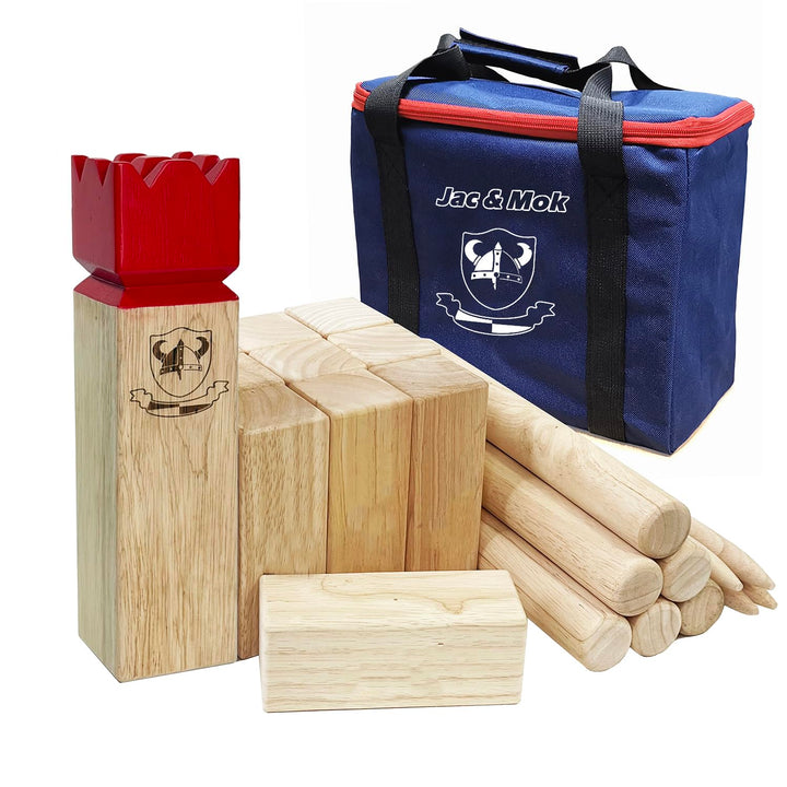 Kubb Spiel-Wurfspiel- Hartholz Wikinger Spiel-Premium Kautschukholz Hinterhof-Wurfspielzeug (mit Tra