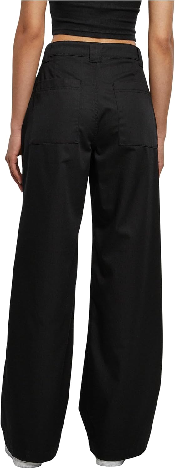 Urban Classics Damen Ladies Straight Leg Workwear Pants Hose 28 Schwarz, 28 Schwarz