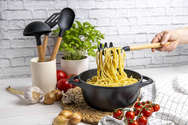 Smile MGK-18 6 Piece Cast Aluminium Induction Cookware Set with 3 Saucepans, Tempered Glass Lid, Non