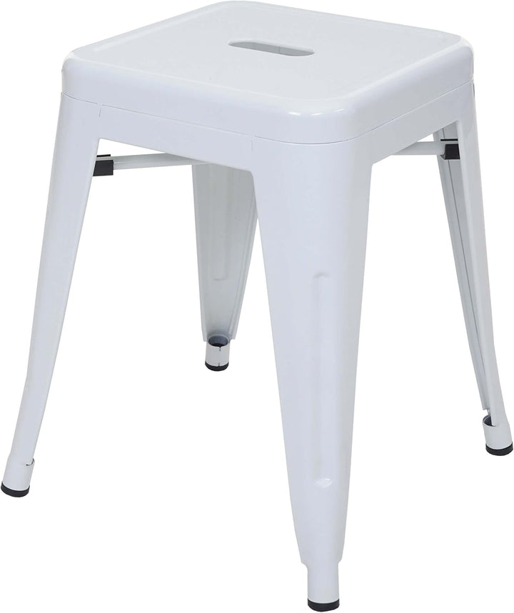 4X Hocker HWC-A73, Metallhocker Sitzhocker, Metall Industriedesign stapelbar - weiss, Weiss