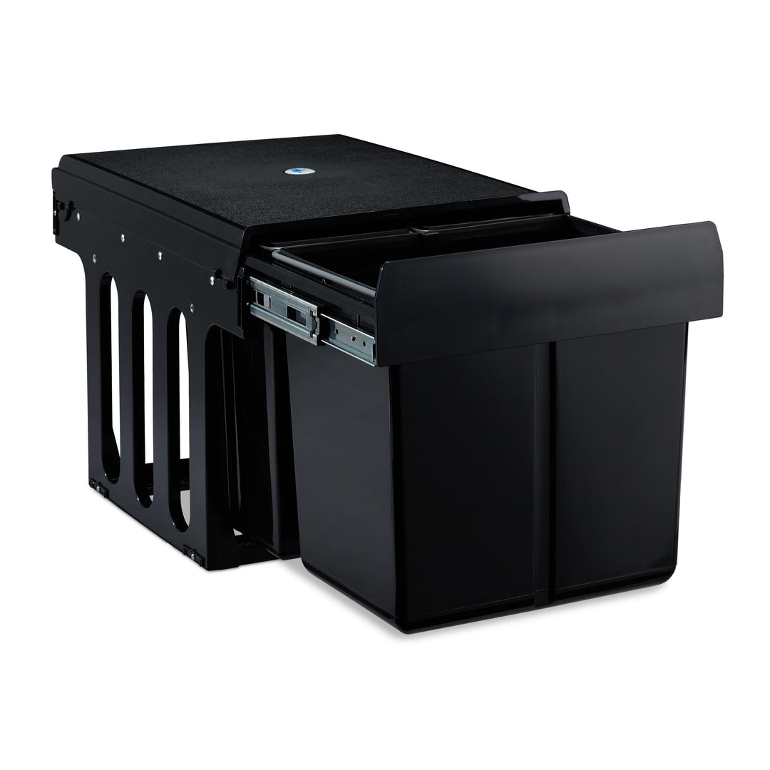 Relaxdays Einbaumülleimer 3-fach, ausziehbar, Küchenmülleimer für Unterschrank, 15l & 2x 8l, 35,1x34
