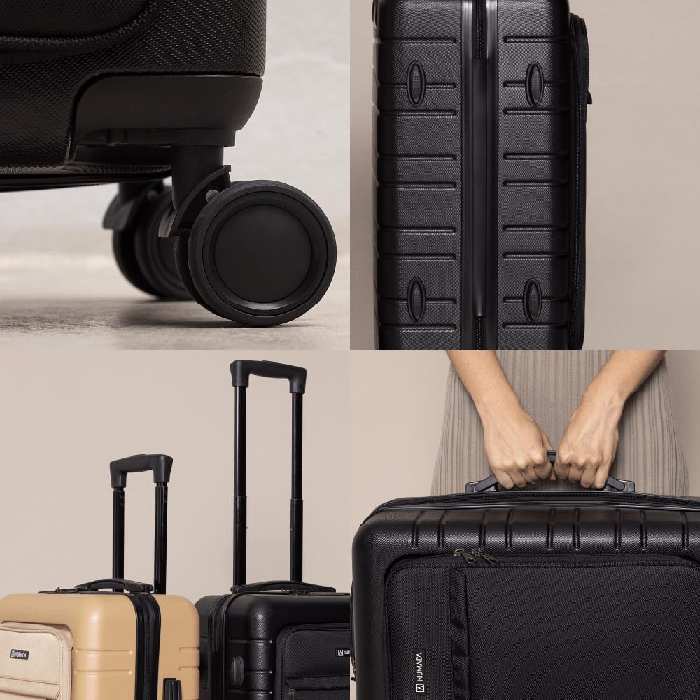 NUMADA – Handgepäck Koffer Trolley PC + ABS (56x37,5x22cm) PackPro T40 mit TSA-Schloss und USB-Aufla