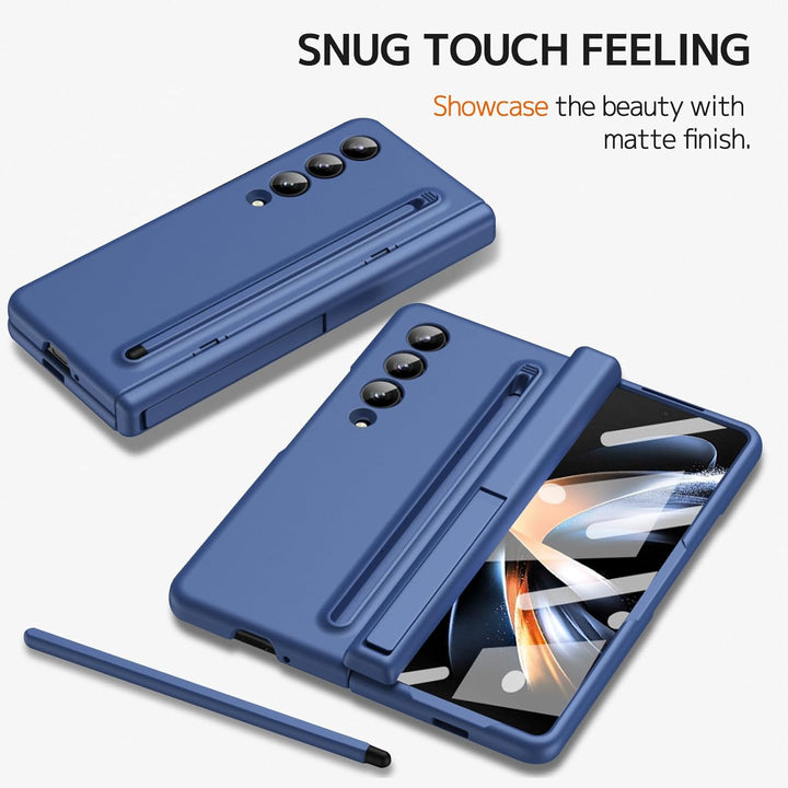 NINKI Kompatibel Samsung Galaxy Z Fold 4 Hülle mit S Stift Halter, Scharnier Schutzhülle für Galaxy