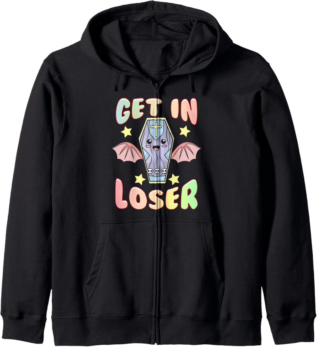 Holen Sie sich in Loser! Lustiger Kawaii Sarg Halloween Kapuzenjacke