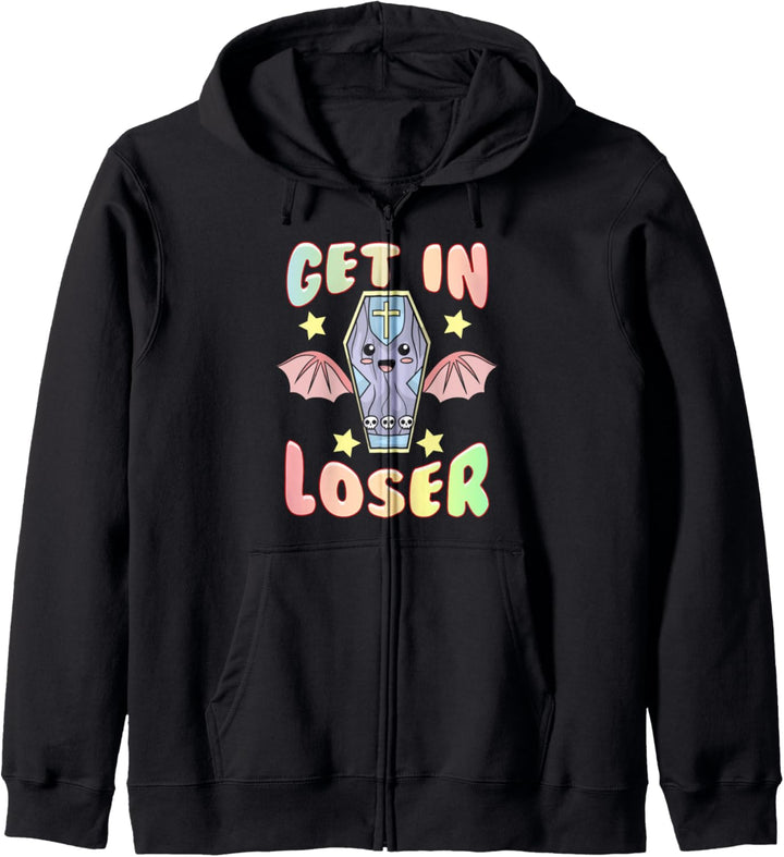 Holen Sie sich in Loser! Lustiger Kawaii Sarg Halloween Kapuzenjacke