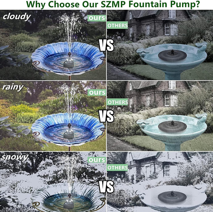 SZMP Springbrunnen Verstellbarer Vogelbad Brunnen für aussen 24H mit Bunte LED Leuchten Gartenbrunne