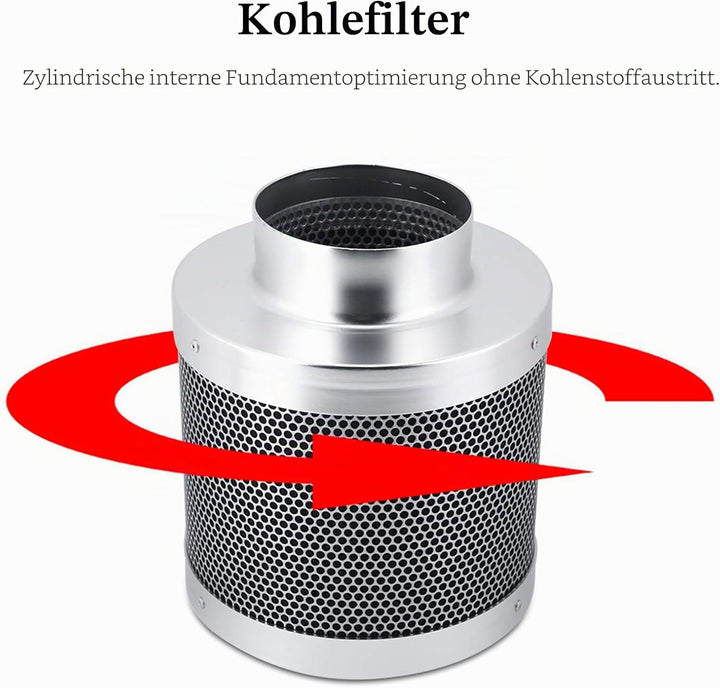 Aktivkohlefilter Edelstahl Kohlefilter Aktivkohle Filter, 4 Zoll, 200 mm, Kohlefilter, geruchshemmen