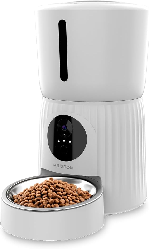 PRIXTON Automatischer Haustier-Futterspender FF100 mit WLAN, Full HD-Kamera, 1980 x 1080 P, 4 l Tank