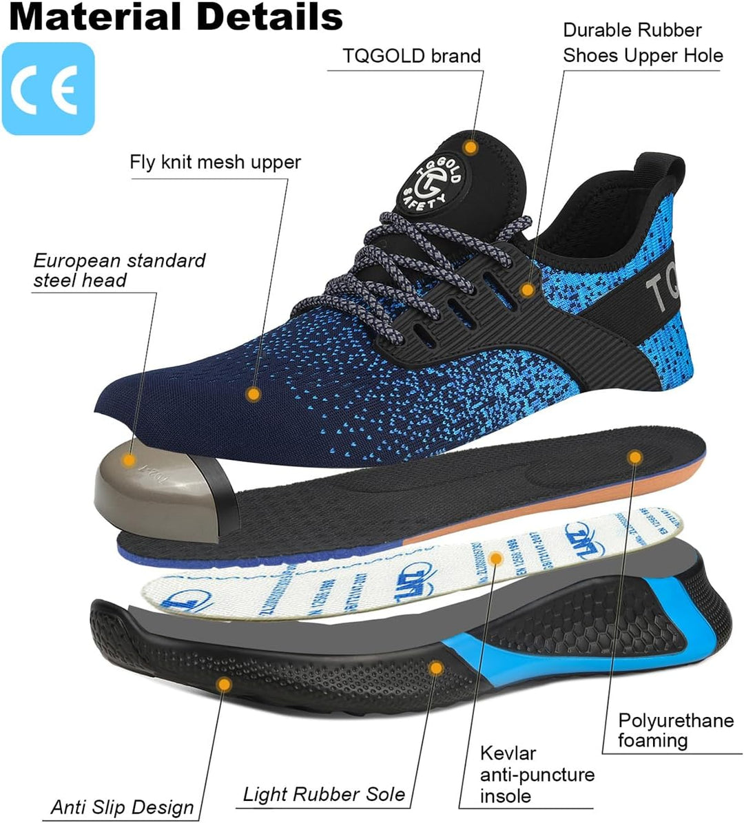 tqgold Sicherheitsschuhe Herren Damen Leicht Arbeitsschuhe Sportlich Schutzschuhe Stahlkappenschuhe