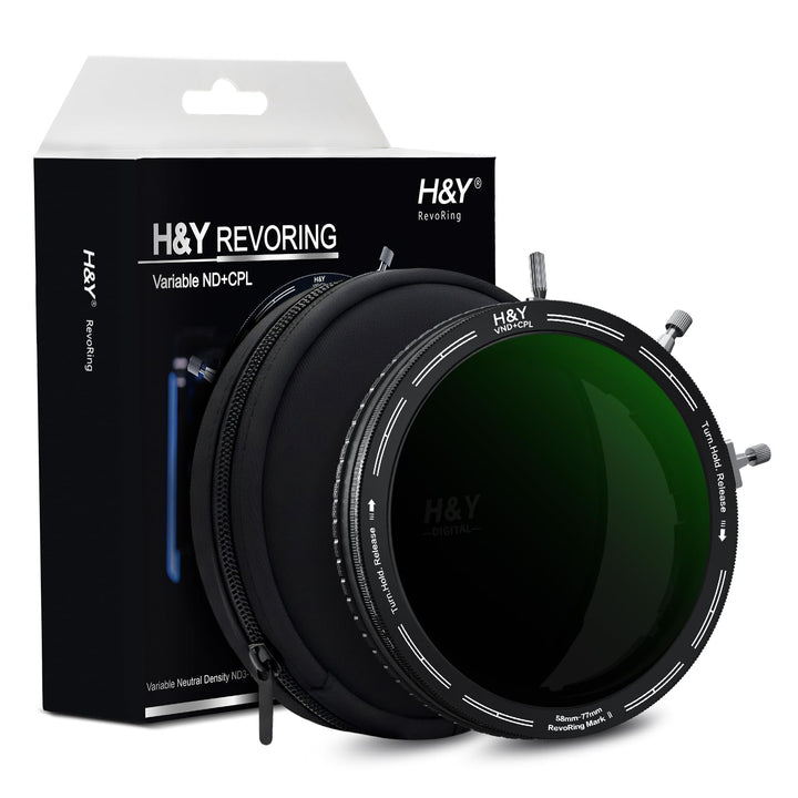 H&amp;Y RevoRing Mark II 58-77 mm Verstellbarer Multi-Fit VND + CPL Filter, 3-in-1 Variabler ND3-1000 &amp;