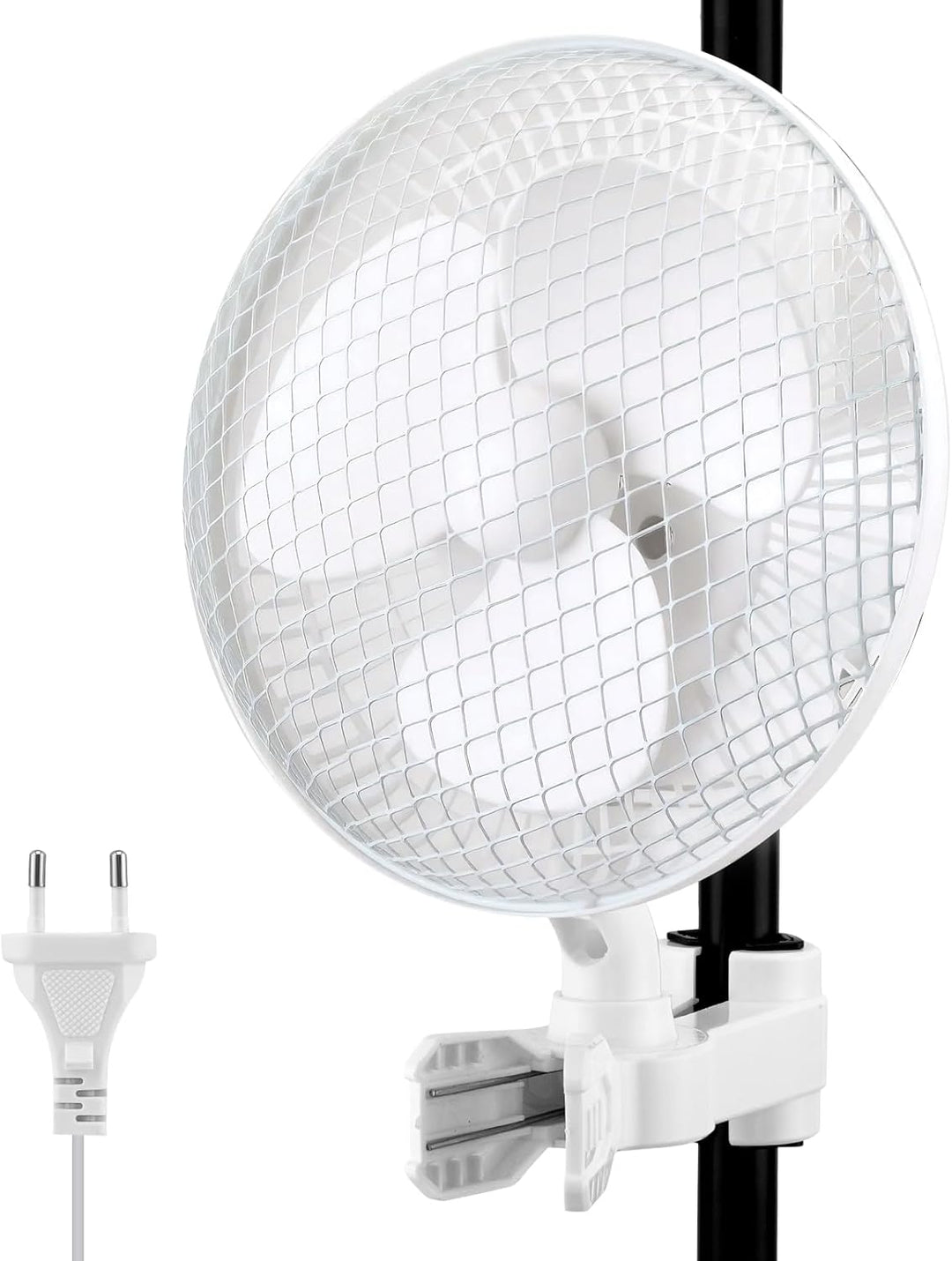 Grow Ventilator mit Clip, 20W Oszillierender Lüfter mit 2-Geschwindigkeiten, 1.5m Kabel, 20cm Durchm