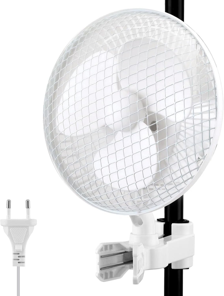 Grow Ventilator mit Clip, 20W Oszillierender Lüfter mit 2-Geschwindigkeiten, 1.5m Kabel, 20cm Durchm