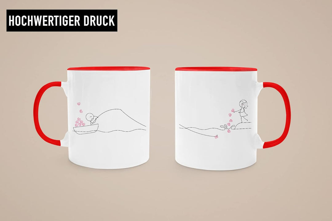 Trendation - Partner Tassen Set Geschenk für Sie Ihn Fernbeziehung Freundin Freund Valentinstagsgesc