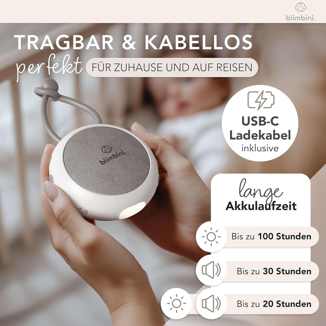White Noise Machine Baby - Einschlafhilfe für Babys mit Nachtlicht - Regengeräusche zum Einschlafen,