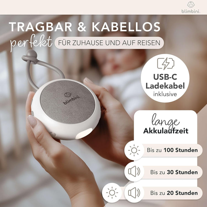 White Noise Machine Baby - Einschlafhilfe für Babys mit Nachtlicht - Regengeräusche zum Einschlafen,