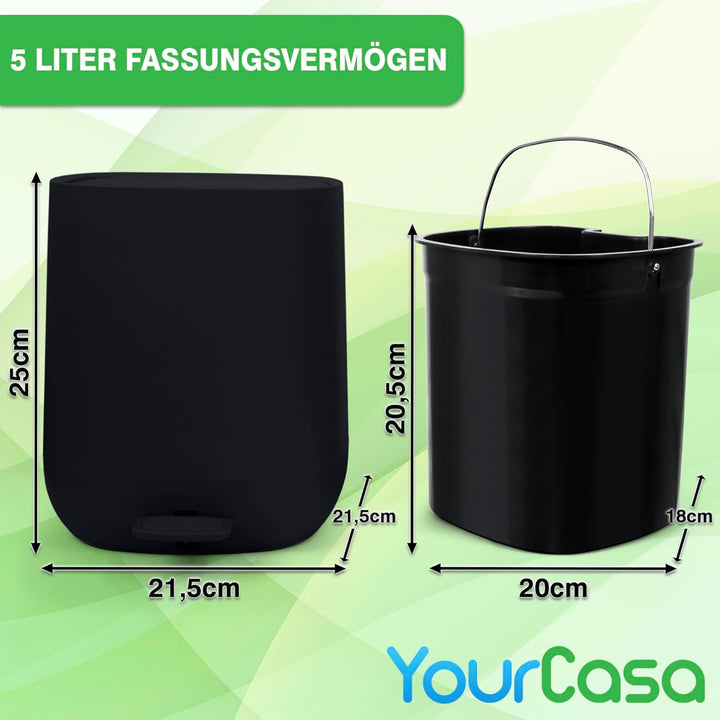 YourCasa Mülleimer Bad [5L] - Elegantes Design - Badeimer - Kosmetikeimer Badezimmer Klein - Badmüll