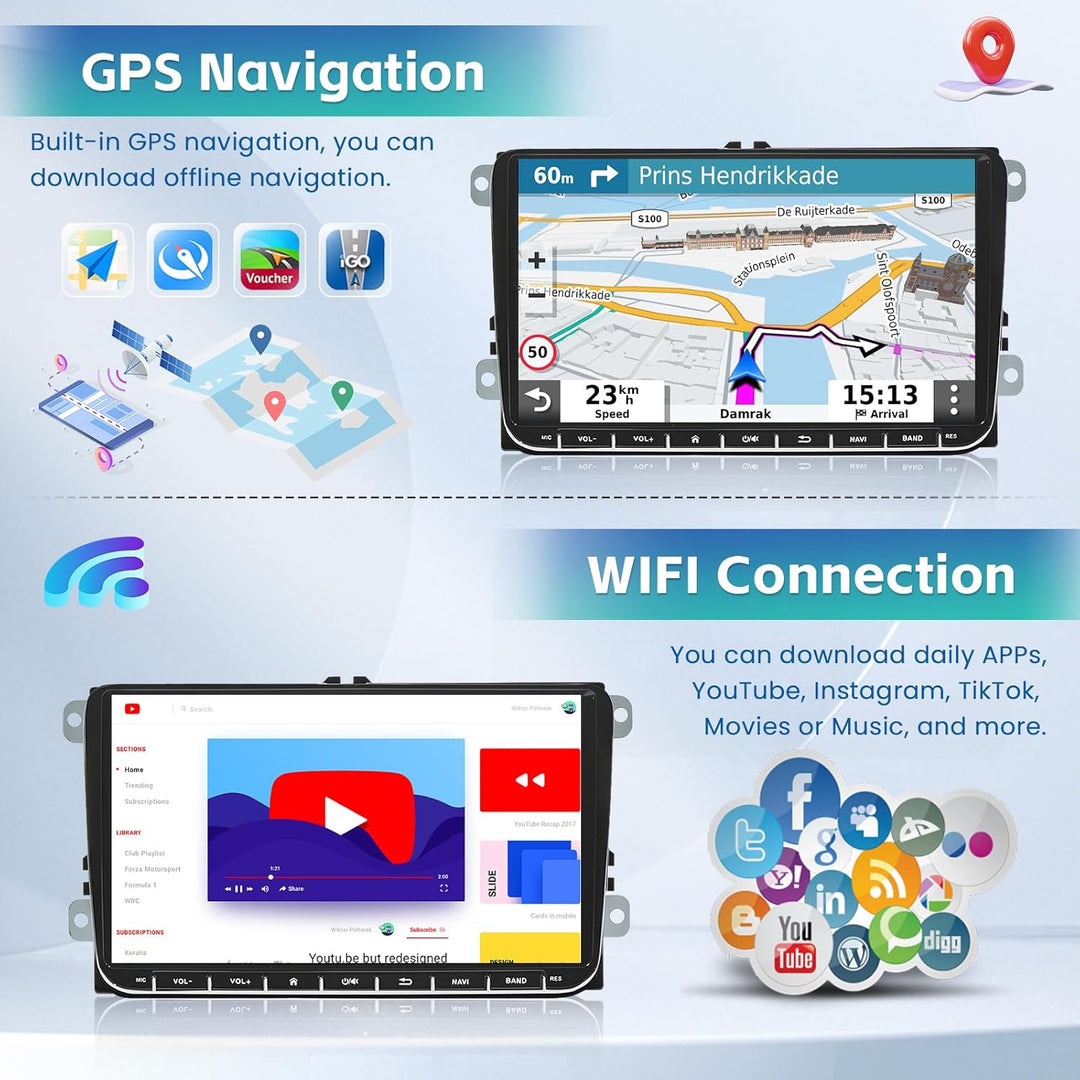 [2+64G] Android 13 Carplay Autoradio für VW Golf 5 Golf 6 Skoda Passat Polo Radio, Wireless Android